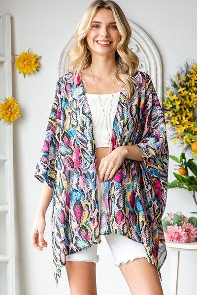 Heimish Full Size Multi Color Snake Open Cardigan Plus Size Cardigans