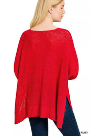 Zenana Dolman Sleeve V-Neck Sweater | Daverri Fashions