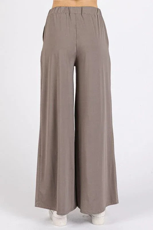 Mittoshop Yoga Air Stretch Elastic Waist Wide Leg Pants - DAVERRI FASHIONS