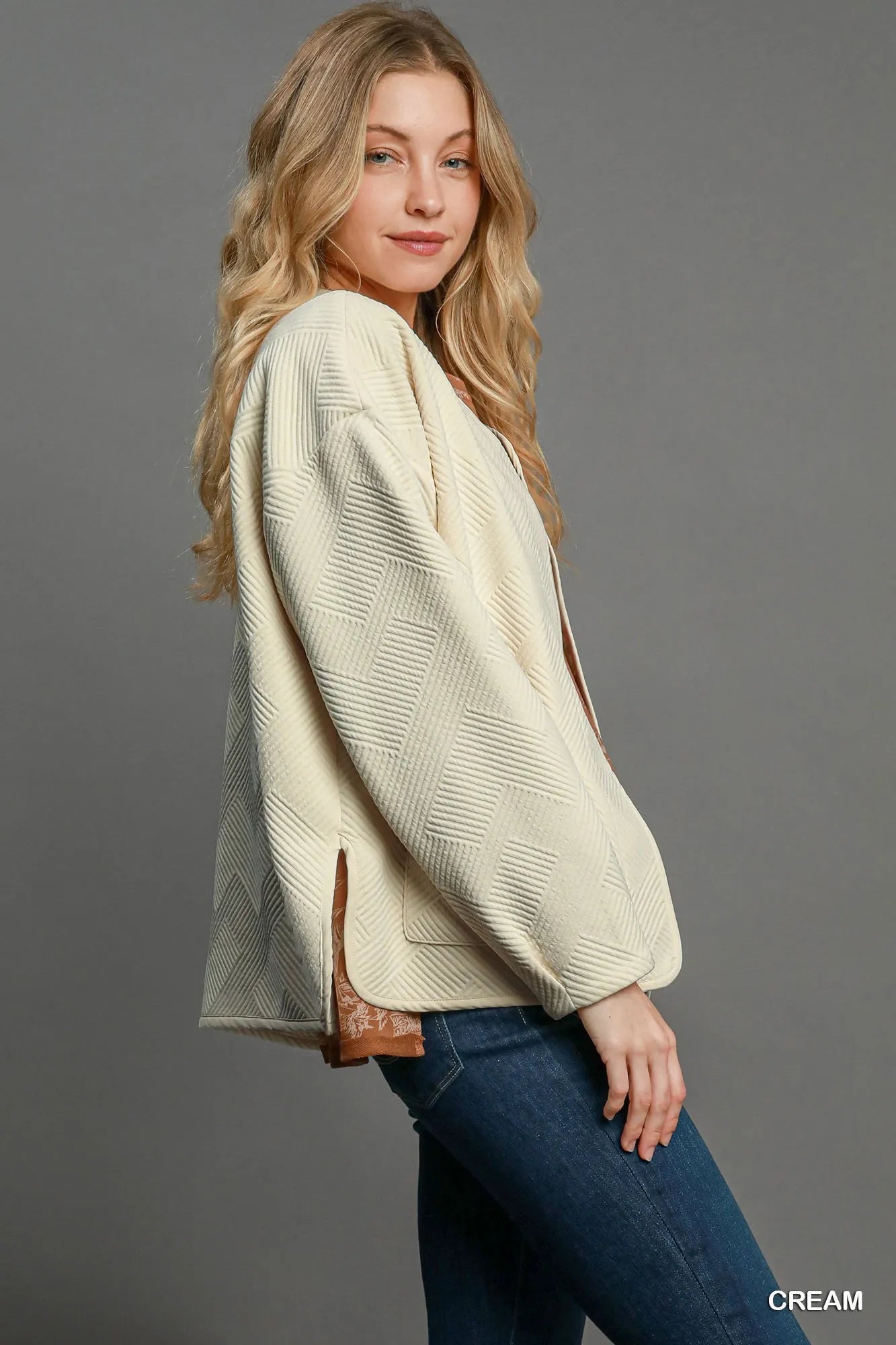 Umgee Textured Jacquard Jacket Jackets