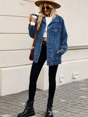 Button Up Long Sleeve Denim Jacket | Denim Jackets Daverri Fashions