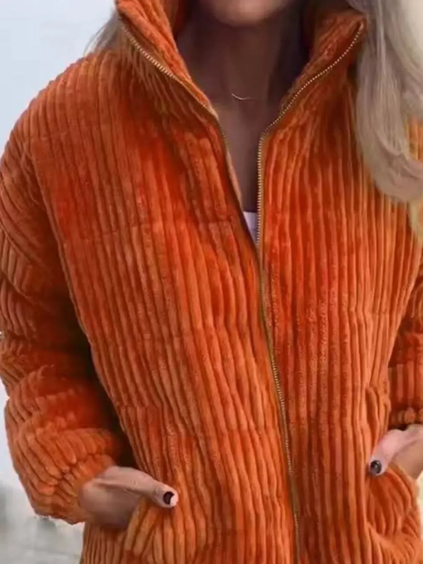 Daverri Fashions Full Size Zip Up Funnel Neck Long Sleeve Winter Coat Plus Size - DAVERRI FASHIONS