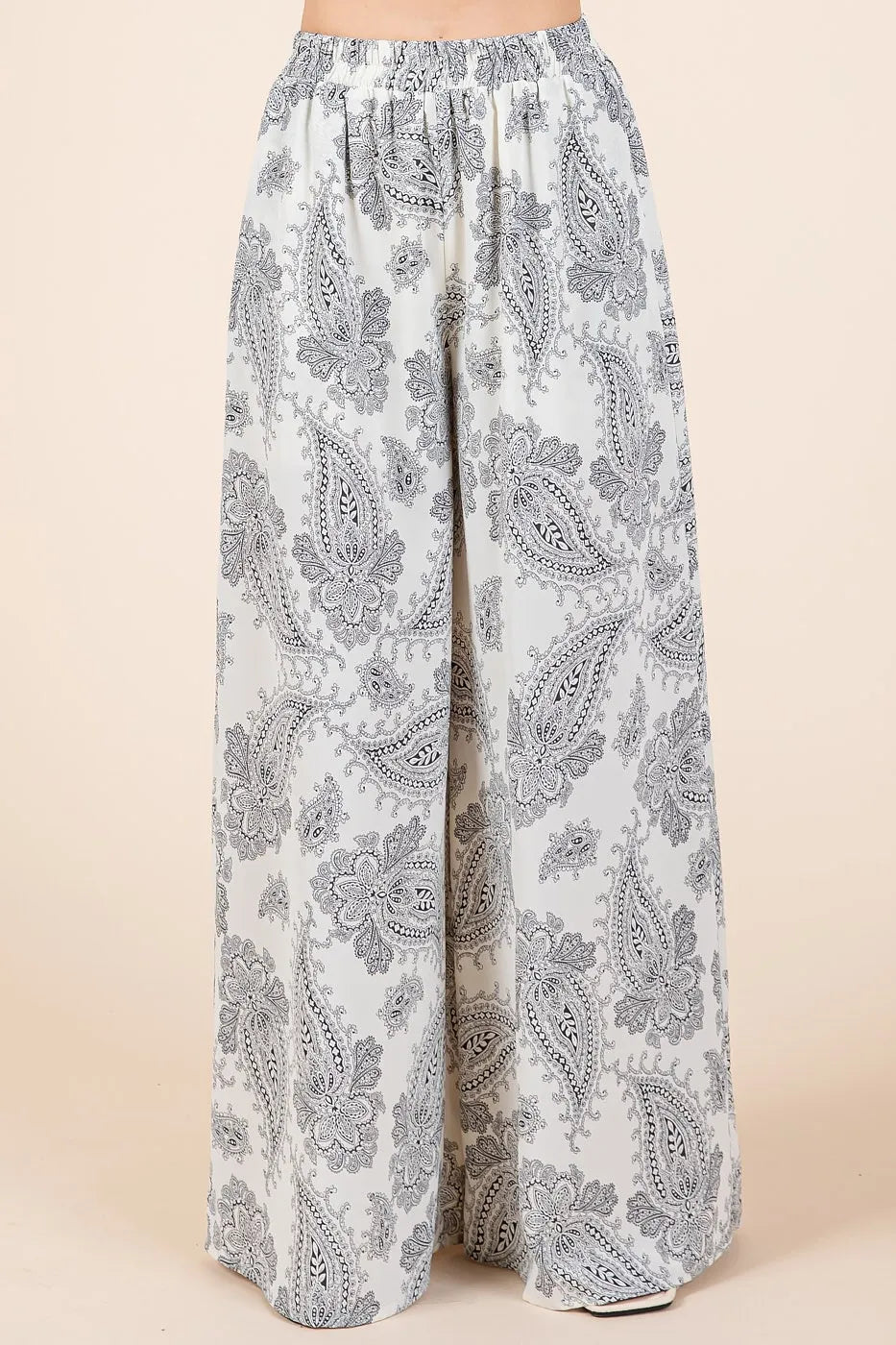 Mittoshop paisley print cami and pants set with white wide-leg pants