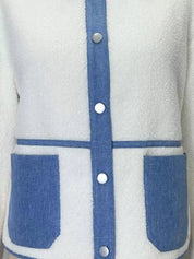 Contrast Trim Teddy Jacket | Jackets Daverri Fashions