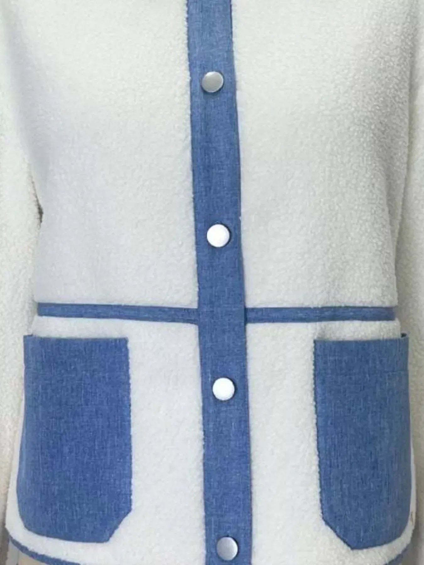 Contrast Trim Teddy Jacket - DAVERRI FASHIONS