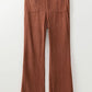 Women’s high-waist rust corduroy flared pants with square pockets