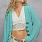 POL V-Neck Long Sleeve Cardigan with Exaggerated Buttons - DAVERRI FASHIONS