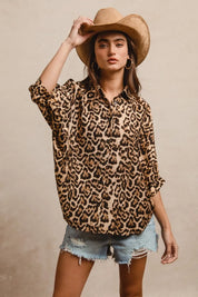 BiBi Leopard Prints Oversized Short Sleeves Top | Tops Daverri Fashions