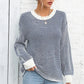 Angel Wings Striped Round Neck Long Sleeve Knit Top - DAVERRI FASHIONS