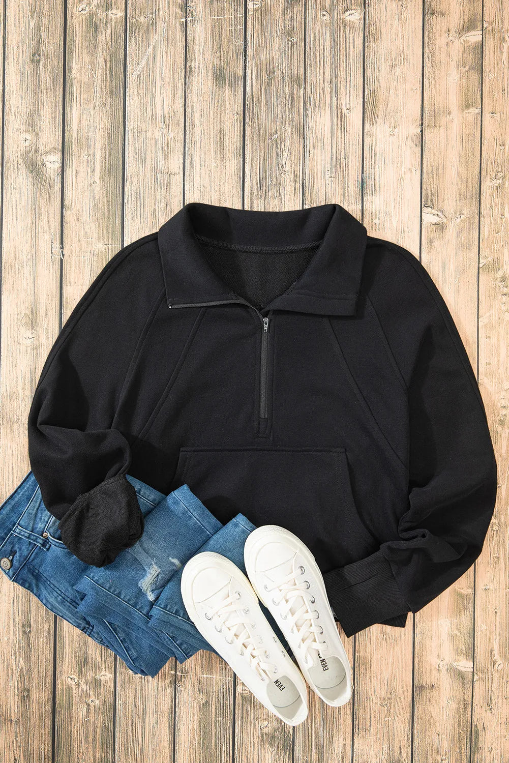 Half Zip Long Sleeve Sweatshirt | Sweatshirts Daverri Fashions
