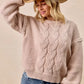 BiBi Cable Knit Sweater with Shoulder Braid Detail - DAVERRI FASHIONS