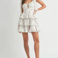 MABLE Floral Print Shoulder Tie Layered Mini Dress