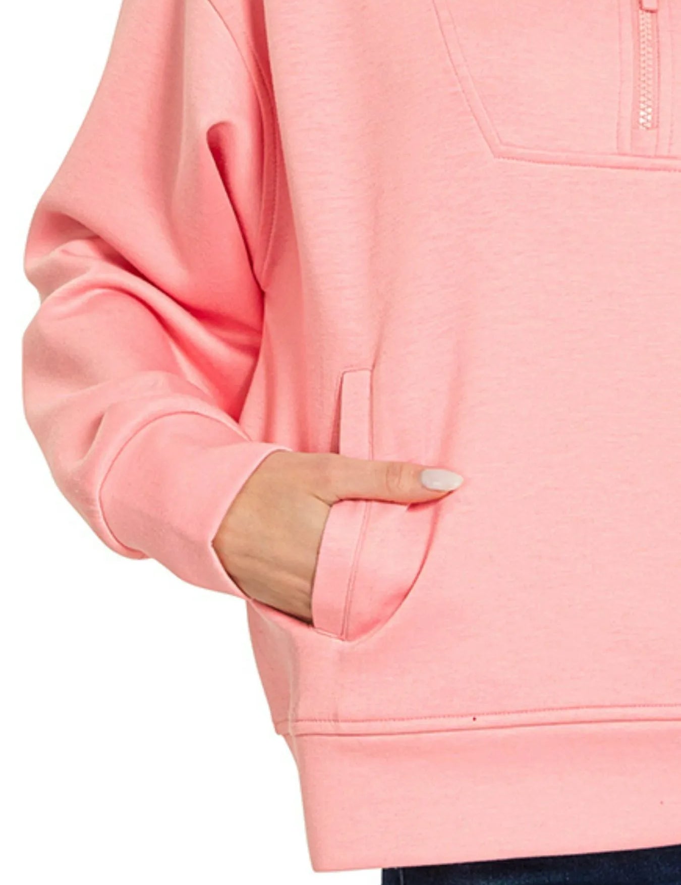 Zenana Scuba Half Zip Sweatshirt with Pockets | Sweatshirts Daverri Fashions