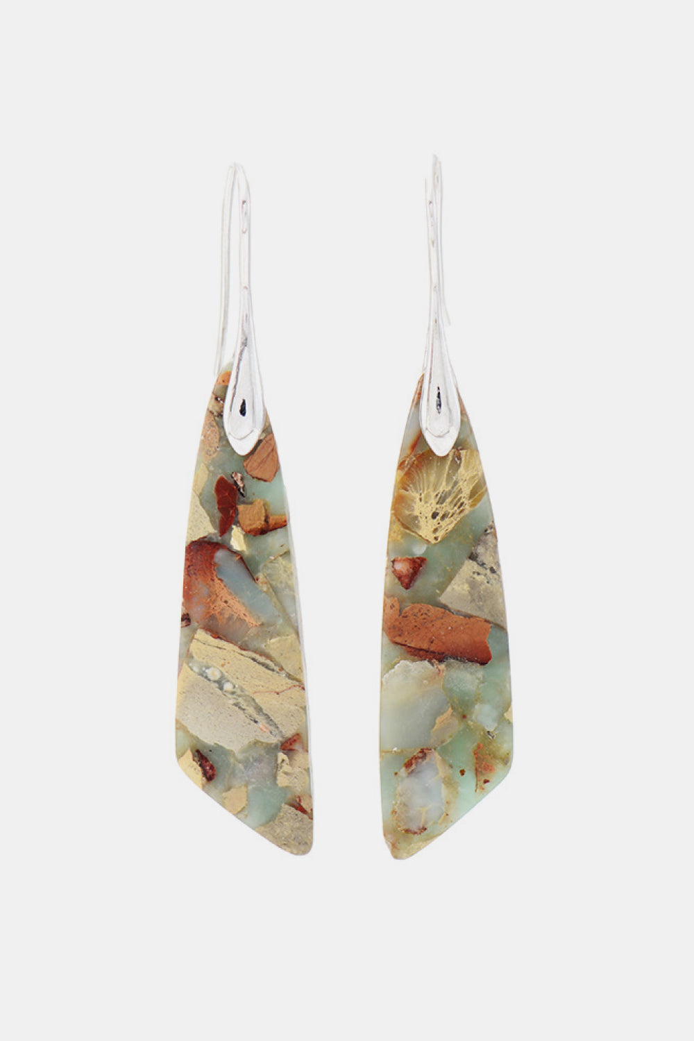 Silver One Size Handmade Natural Stone Dangle Earrings | Earrings Daverri Fashions