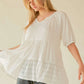 Davi & Dani Ruffled Flared Short Sleeve V Neck Blouse - DAVERRI FASHIONS