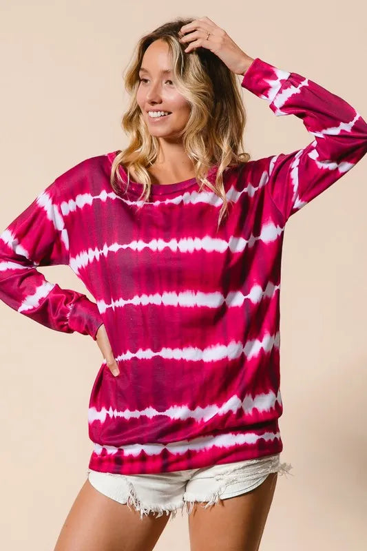 BiBi Tie Dye Print Terry Sweatshirt Sweatshirts