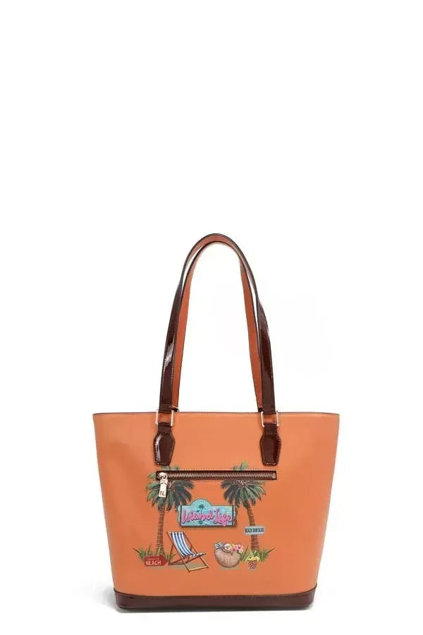 Tropical Beach House Print Shopper Bag - DAVERRI FASHIONS