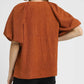 Umgee Textured Flutter Sleeve Notch Neck Top