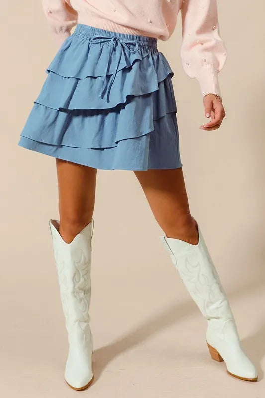 SO ME Asymmetrical Ruffled Game Day Skirt
