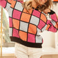 BiBi Multi Color Checker Pattern Sweater - DAVERRI FASHIONS