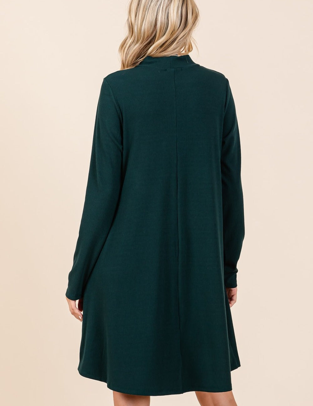 Mittoshop Mock Neck Long Sleeve Dress with Pockets