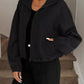 Drawstring Hem Textured Long Sleeve Jacket - DAVERRI FASHIONS