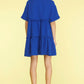 She + Sky Full Size Button Front Frill Tiered Mini Dress Plus Size
