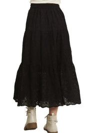 ADORA Elastic Waistband Tiered Midi Skirt | Skirts Daverri Fashions