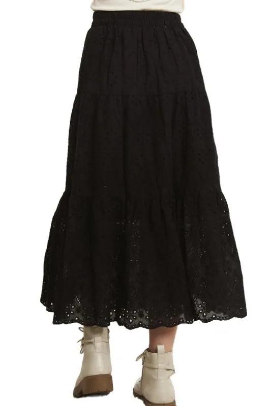 ADORA Elastic Waistband Tiered Midi Skirt Skirts