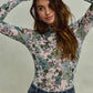 SO ME Floral Print Mesh Knit Long Sleeves Top - DAVERRI FASHIONS