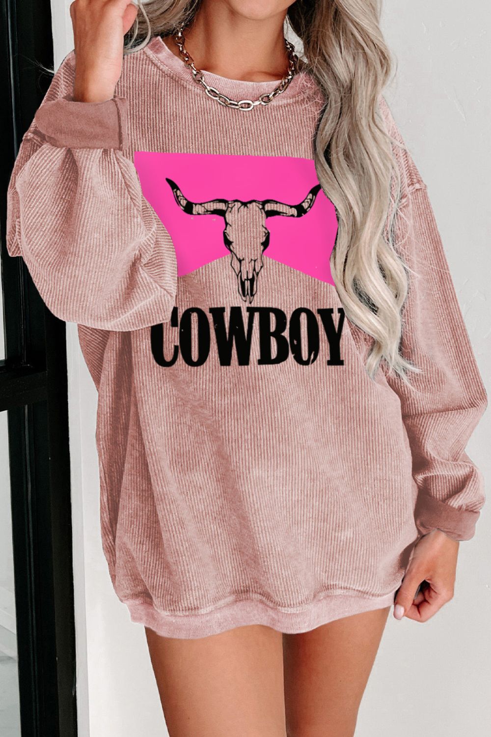 COWBOY Graphic Round Neck Sweatshirt | Sweatshirts Daverri Fashions