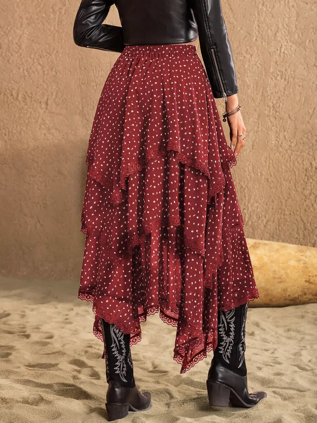 Lace Detail Layered Skirt - DAVERRI FASHIONS