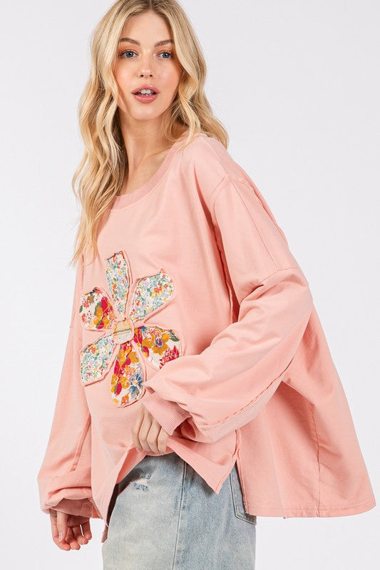 SAGE + FIG Flower Patch Dropped Shoulder Oversize Top Tops