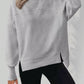 Slit Round Neck Dropped Shoulder Sweatshirt - DAVERRI FASHIONS