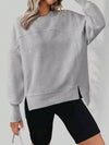 Slit Round Neck Dropped Shoulder Sweatshirt - DAVERRI FASHIONS