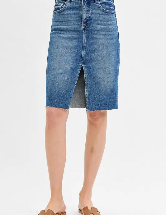 MEDIUM L RISEN High Rise Front Slit Pencil Skirts | Daverri Fashions