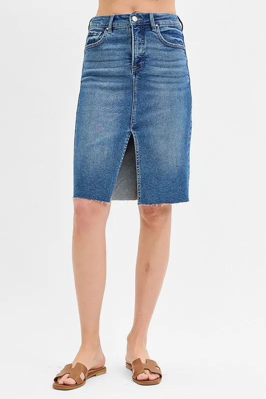 MEDIUM L RISEN High Rise Front Slit Pencil Skirts | Daverri Fashions