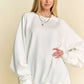 Davi & Dani Round Neck Raglan Sleeve Sweatshirt White Sweatshirts