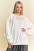 Davi & Dani Round Neck Raglan Sleeve Sweatshirt White Sweatshirts