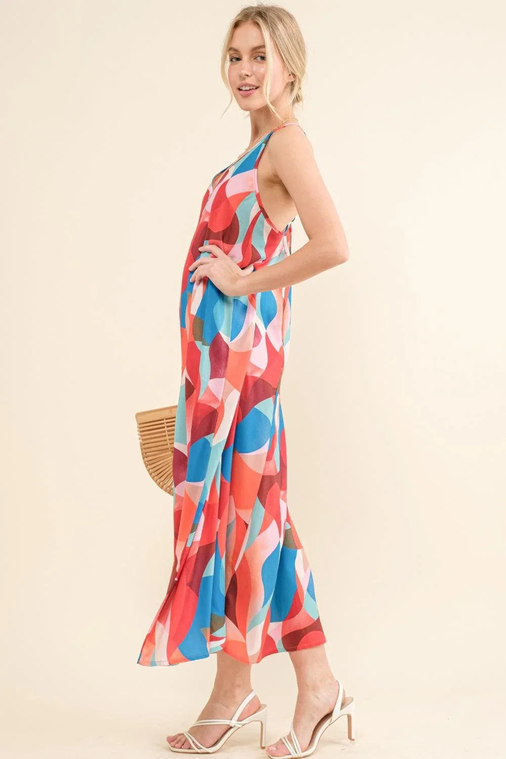 And the Why Printed Crisscross Back Cami Dress - DAVERRI FASHIONS