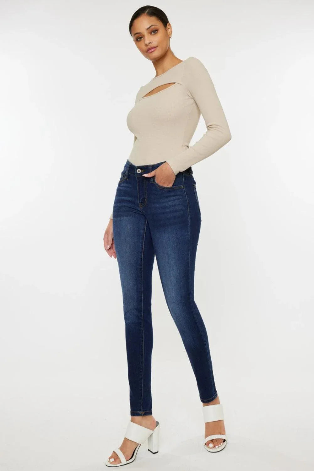 Kancan Mid Rise Gradient Skinny Jeans - DAVERRI FASHIONS