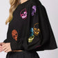 Sequin Skull Long Sleeve Sweatshirt - DAVERRI FASHIONS