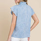 Lime 'N' Chili Mineral Wash Flutter Sleeve Button Down Shirt