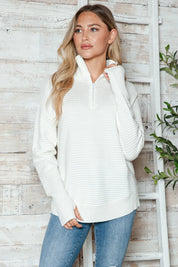 Half Zip Long Sleeve Knit Top | Knit Tops Daverri Fashions