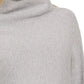 Light gray Zenana viscose cowl neck sweater with ribbed texture and pocket