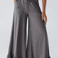 Ruffled Wide Leg Pull On High Waist Pants with Pockets - DAVERRI FASHIONS