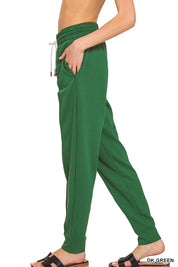 Zenana Drawstring Scuba Sweatpants with Pockets Dk Green | Sweatpants Daverri Fashions