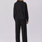Black oversized Daverri sweatshirt with ribbed collar and cuffs