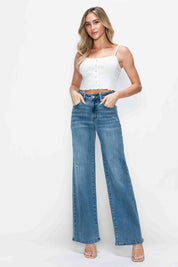 Medium bytos Full Size High Rise Wide Leg Jeans with Pockets | Jeans Daverri Fashions