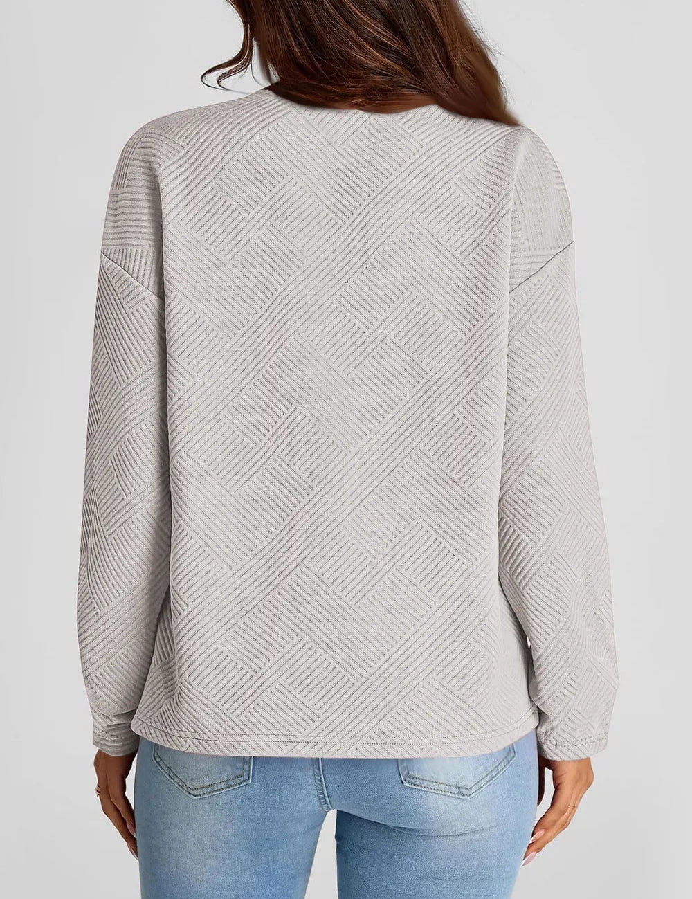 Full Size Texture Round Neck Long Sleeve Sweatshirt | Sweatshirts Daverri Fashions